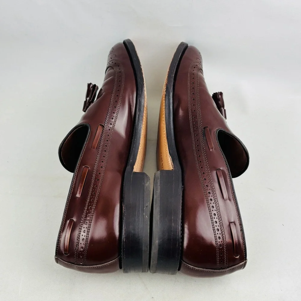 Allen Edmonds Berwick Loafer Mens 10 D Brown Leather Wingtip Slip On Shoes Box